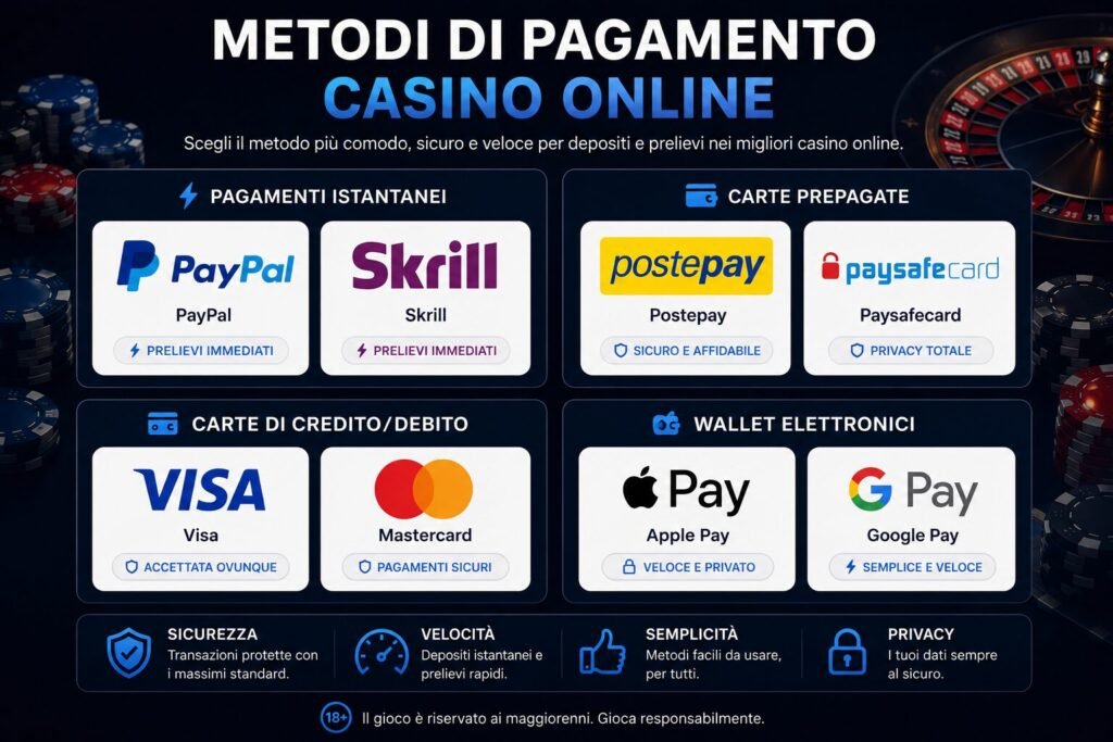 metodi di pagamento casino online